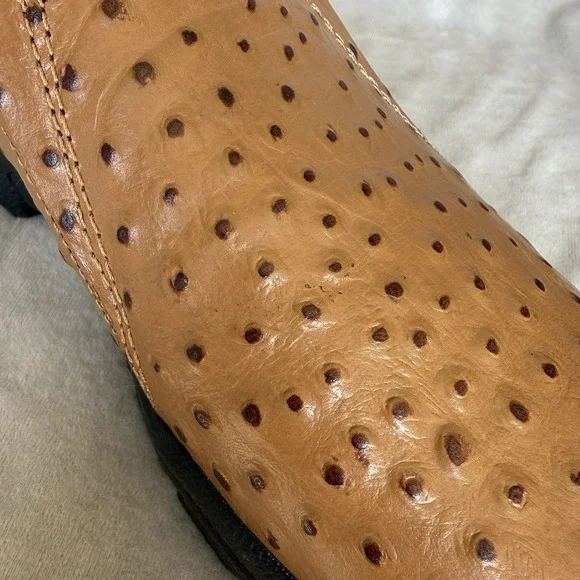 Roper Leather Performance Sport Slip On Shoes Mens Size 11 Tan Ostrich Embossed